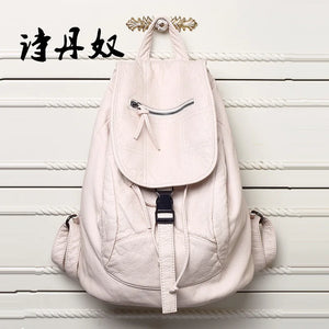 Lady Leather Backpack Female Travel Bag