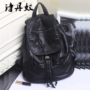 Lady Leather Backpack Female Travel Bag