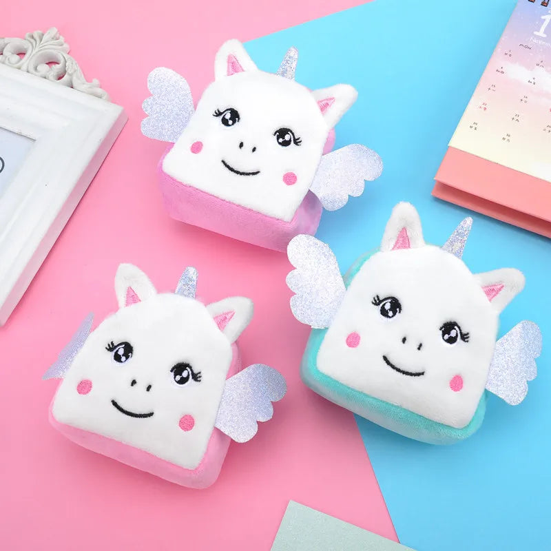 Cartoon Plush Unicorn Coin Purse Mini Zipper Key Earphone Storage Bag