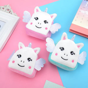 Cartoon Plush Unicorn Coin Purse Mini Zipper Key Earphone Storage Bag