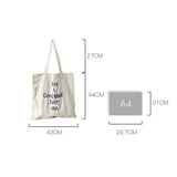 Embroidered Letter Shoulder Bag Canvas Tote Handbag