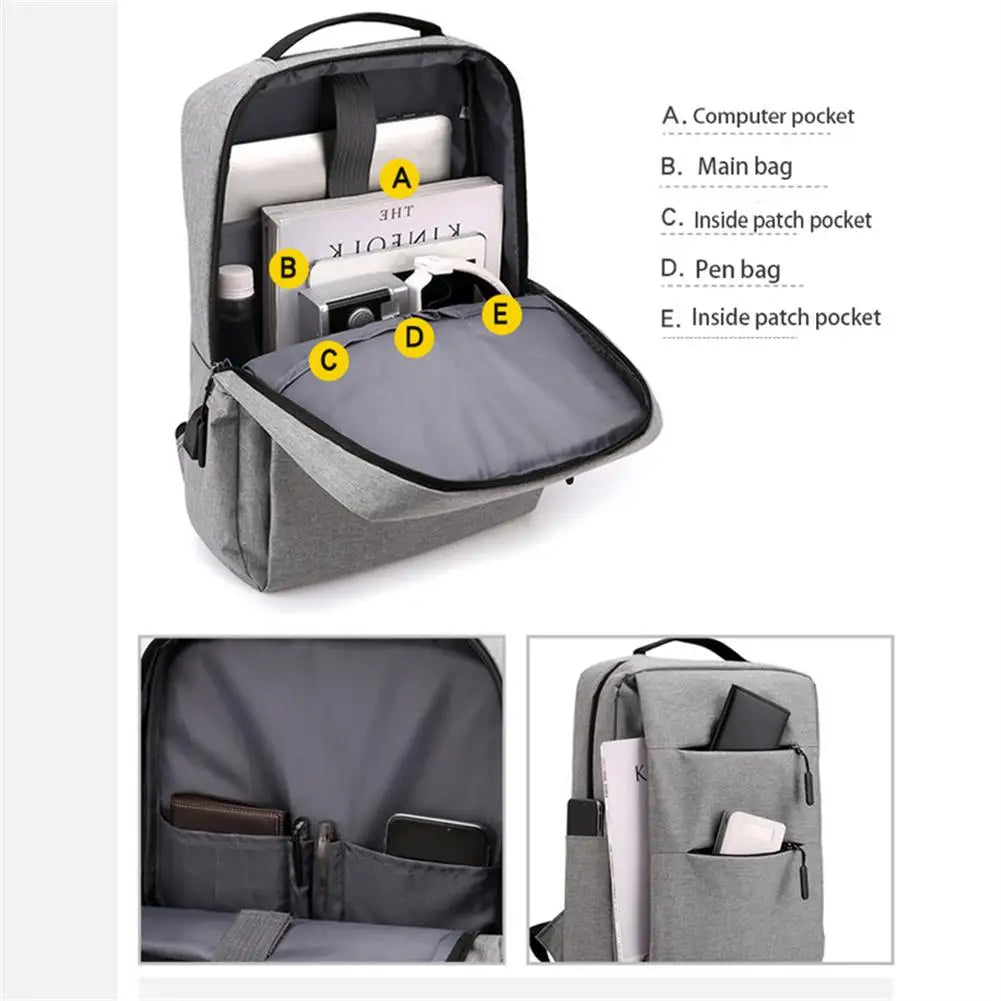 Men Laptop Backpack with USB Interface Business Casual Waterproof School Bag