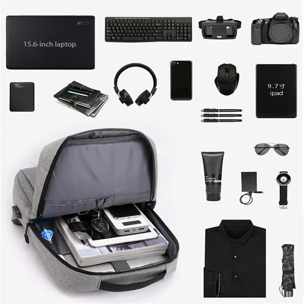 Men Laptop Backpack with USB Interface Business Casual Waterproof School Bag
