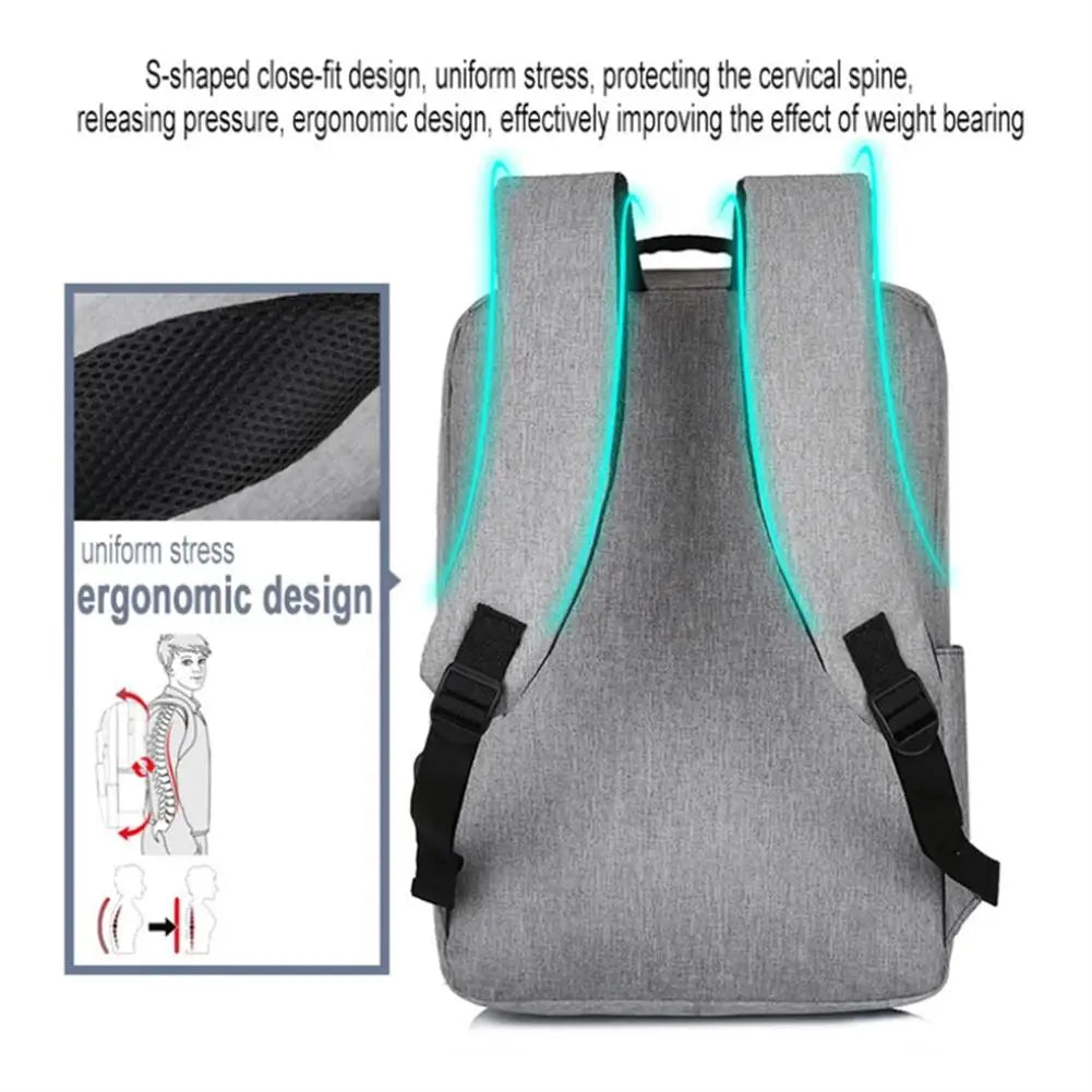 Men Laptop Backpack with USB Interface Waterproof School Bag