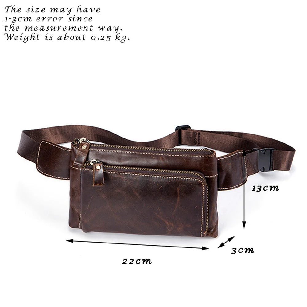 Leather Waist Pack Belt Phone Pouch Travel Waist Pack Male Bag