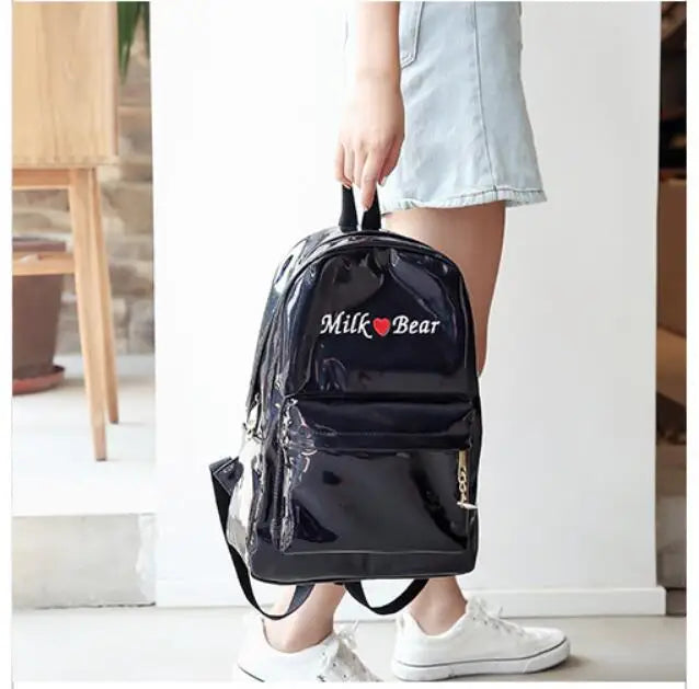 Hologram Backpack Laser Silver Daypack School Bag Mochila Feminino