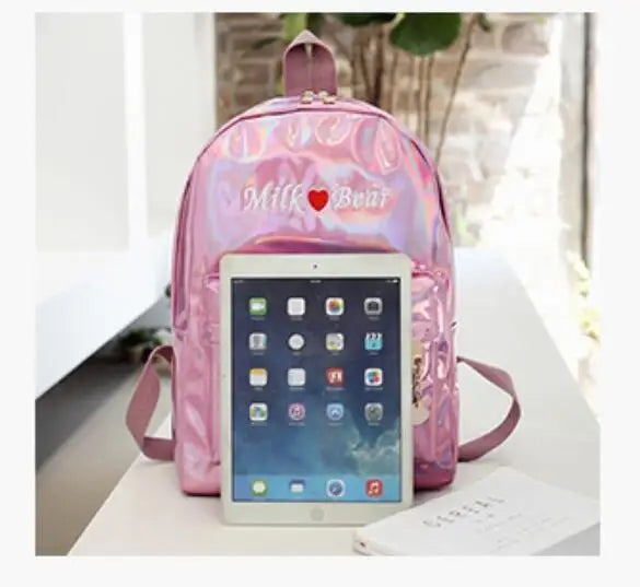 Hologram Backpack Laser Silver Daypack School Bag Mochila Feminino