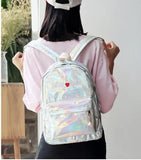 Hologram Backpack Laser Silver Daypack School Bag Mochila Feminino