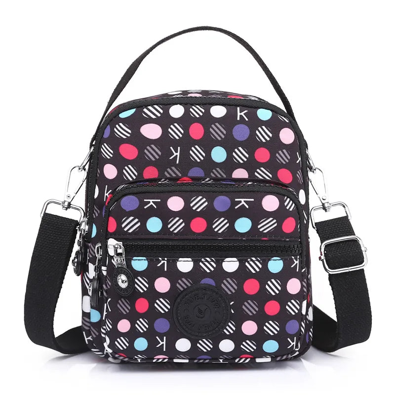 Casual Women's Crossbody Bag Small Nylon Handbag with Zipper