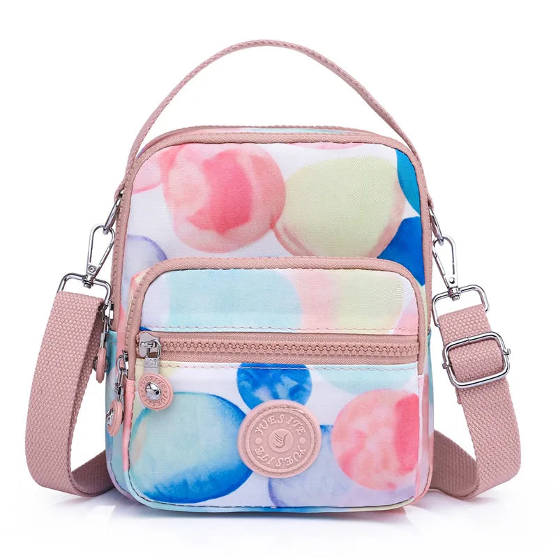 Casual Women's Crossbody Bag Small Nylon Handbag with Zipper