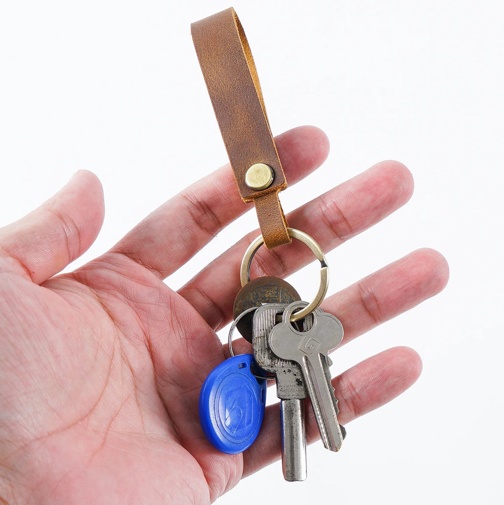 Leather Car Key Holder Vintage Cowhide Men Housekeeper Key Chain