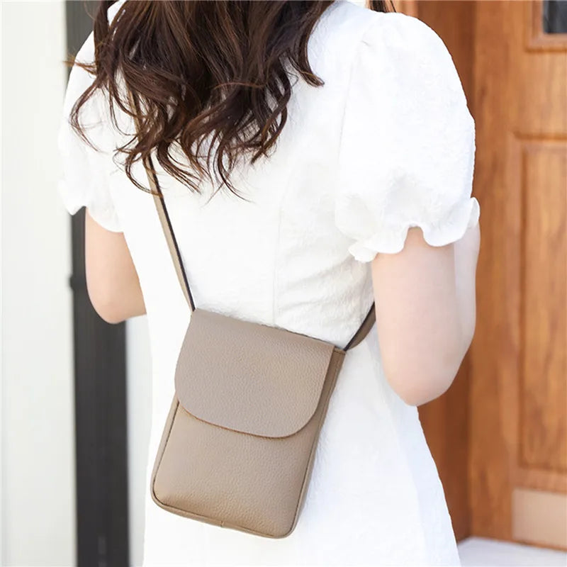 Leather Women's Casual Phone Bag Ladies Messenger Bag