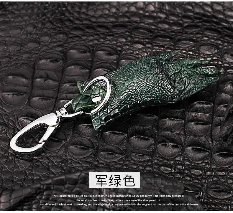 Genuine Crocodile Skin Key Holder Wallet with Stainless Steel Buckle