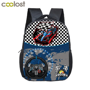 12 Inch Racing Car Toddler Backpack Kids School Bag Kindergarten