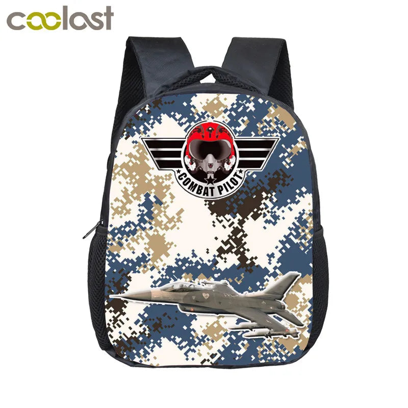 12 Inch Tank/Aircraft/Racing Car Small Backpack Boys Kindergarten Bag