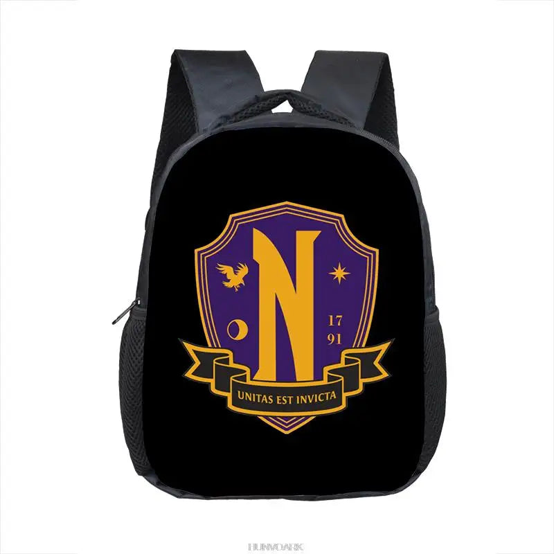 12 Inch Wednesday Addams Backpack for Nevermore Academy Kids