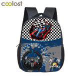 12 inch Kids Racing Car Small School Bags Child cartoon Backpacks