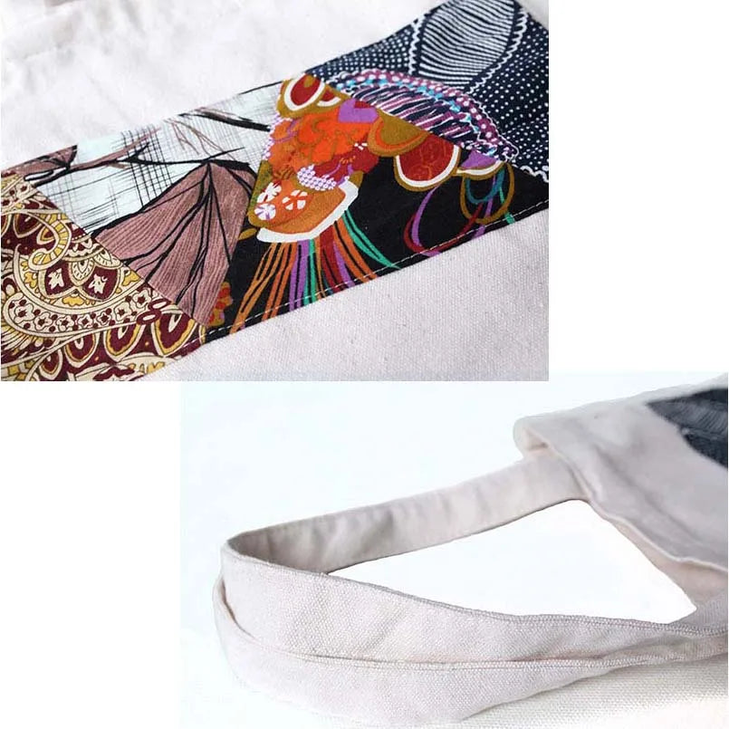 Ethnic Patchwork Shoulder Bag Women's Handbags Purse Canvas Shopping