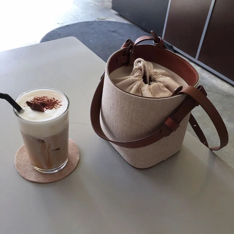 Hot Women Handbag Lady Small Canvas Bucket Bag Female Casual Shoulder Bag