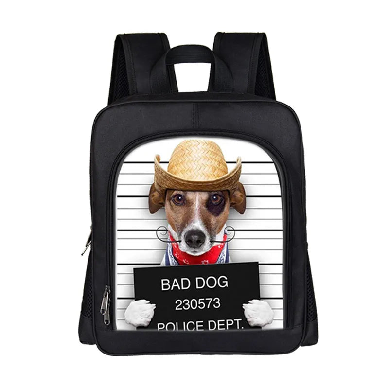 13 Inch Customize Image Backpack Funny Bad Dog Kids Kindergarten Bag