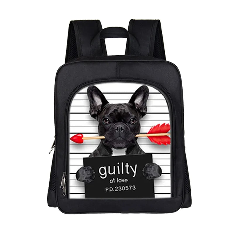 13 Inch Customize Image Backpack Funny Bad Dog Kids Kindergarten Bag