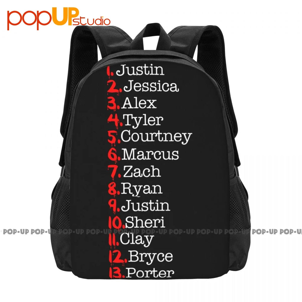13 Reasons Why Tape Names Printed Backpack Large Capacity Print Softback Gymnast