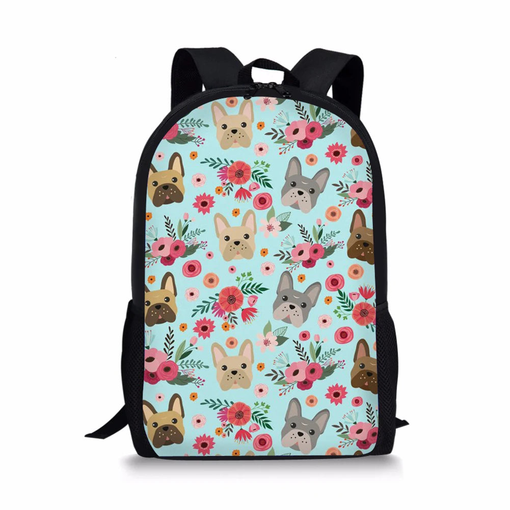 Cartoon Bulldog 3D Print Kids Backpack For Teenagers Boys Girls School Bags