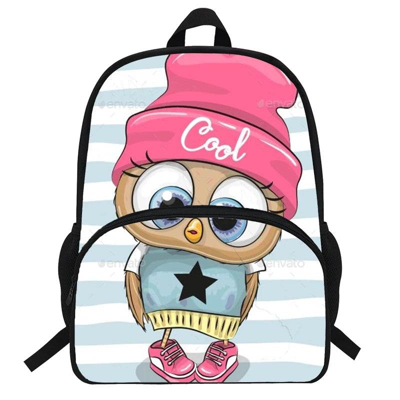 16-INCH Children Owl School Bag for Teenagers Boys&Girls Book Bag