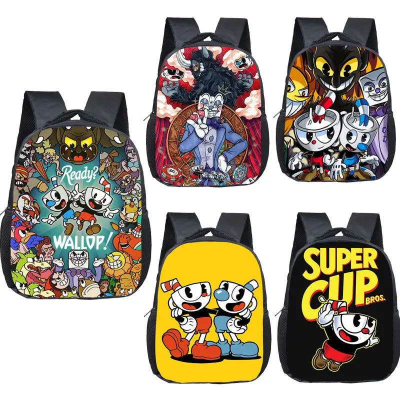 16 Inch Cartoon Cuphead Backpack 3D School Bag for Kids