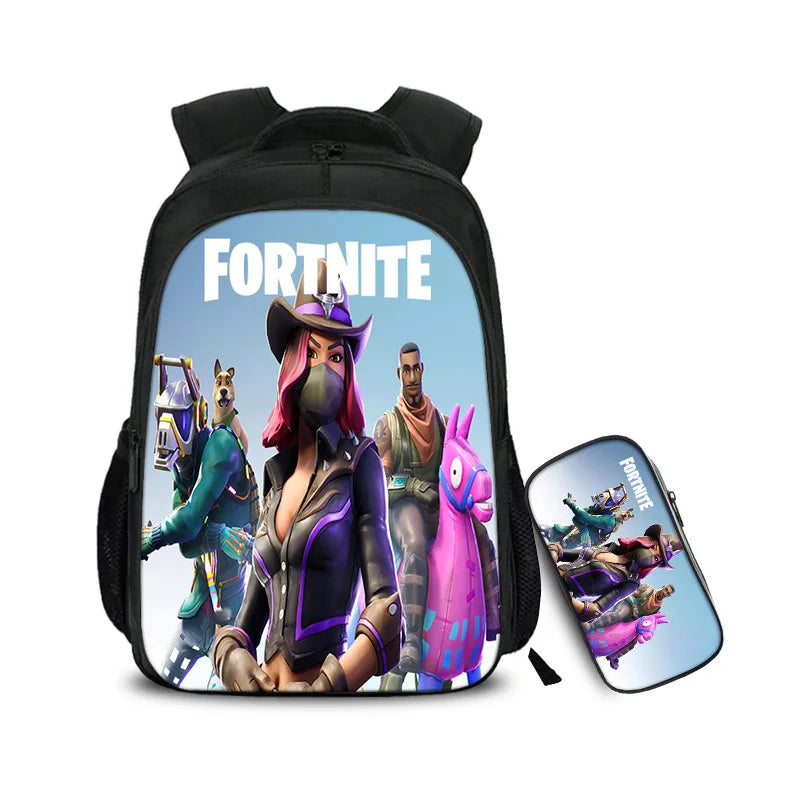 16 Inch Games Backpack Children School Bags Boys Girls 2pcs Daily Travel