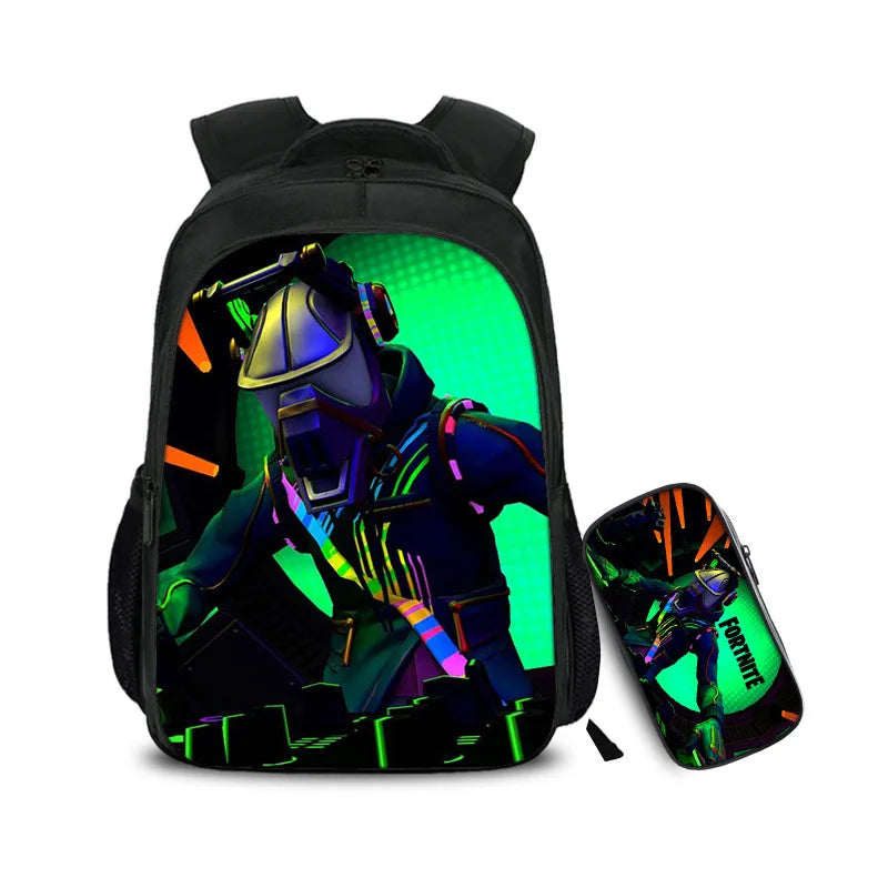 16 Inch Games Backpack Children School Bags Boys Girls 2pcs Daily Travel