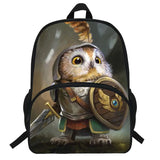 16-Inch Owl Knight Backpack for School Kids