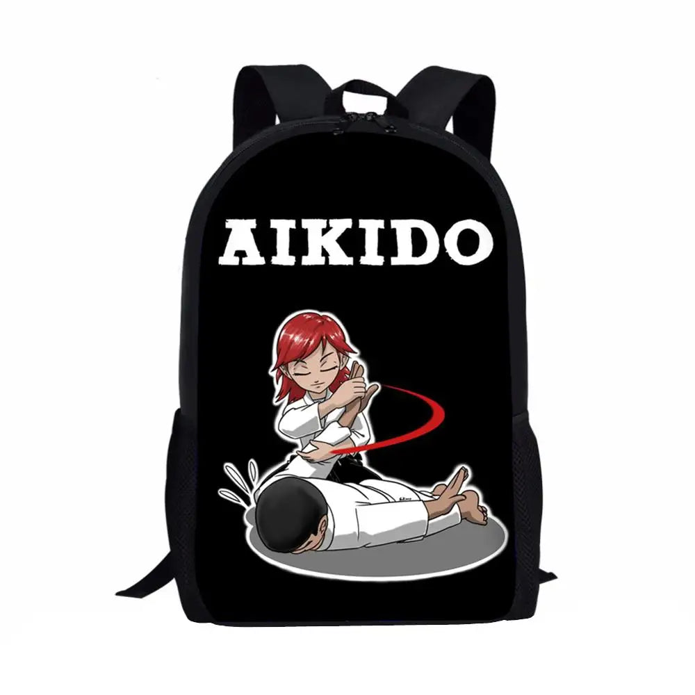 Kids Backpack Taekwondo Martial Judo Print School Bags for Boys Girls