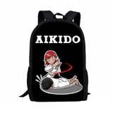 Kids Backpack Taekwondo Martial Judo Print School Bags for Boys Girls