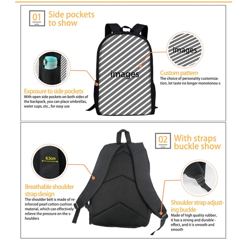 Kids Backpack Taekwondo Martial Judo Print School Bags for Boys Girls