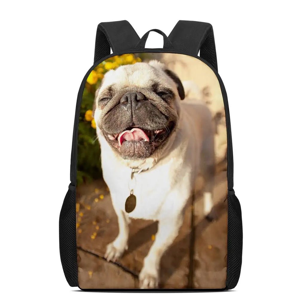 3D Print Pug Dog Backpack for Teen Girls Boys - School Bag for Kids