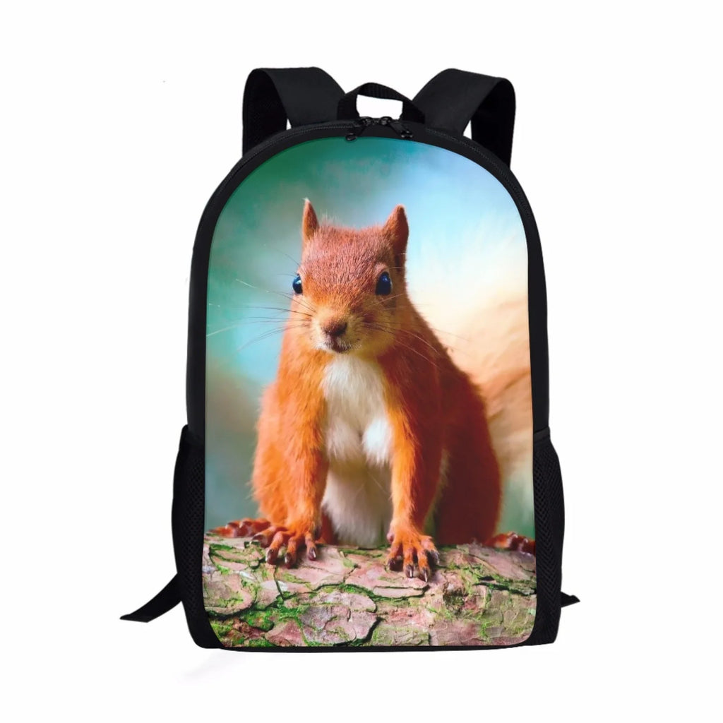 Squirrel Print Children Backpack for Teenagers Boys Girls Back Pack Satchel