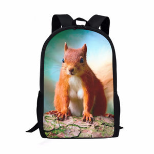 Squirrel Print Children Backpack for Teenagers Boys Girls Back Pack Satchel