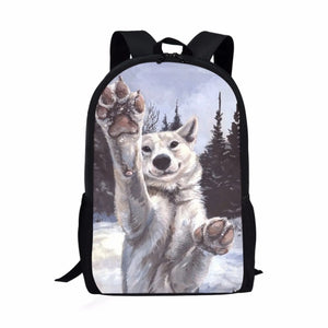 School Bags Wolf Paw Print Children Backpack for Boys Girls Kids Book Bag