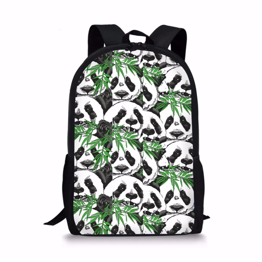 16 inch Cartoon Panda Print School Bag for Kids Boy Book Bags