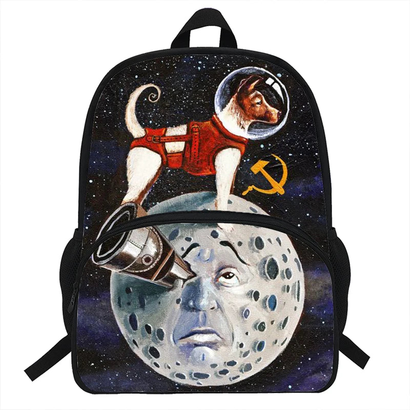 16-inch Space Corgi Dog School Bag - Teenagers Mochila Backpack