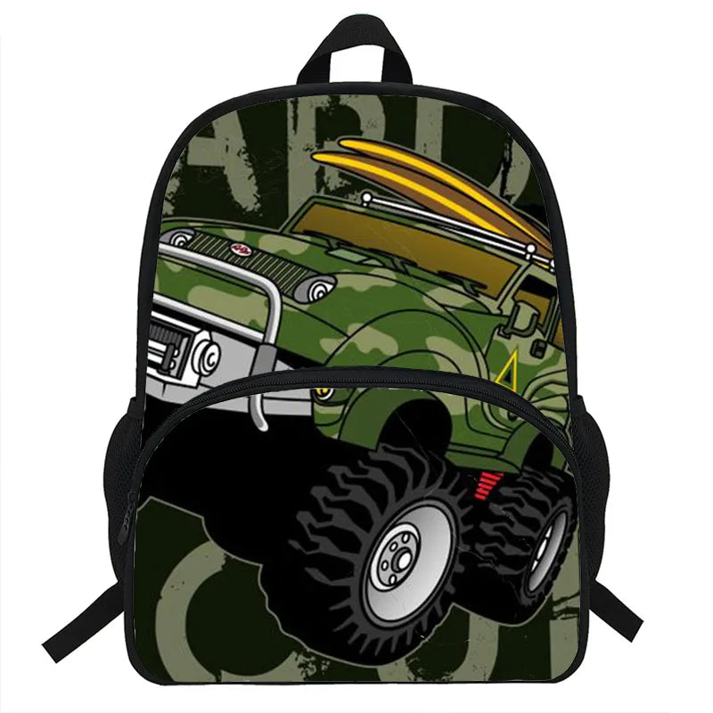 16INCH Kids Schoolbag Student School Backpacks Truck Printed Bagpack