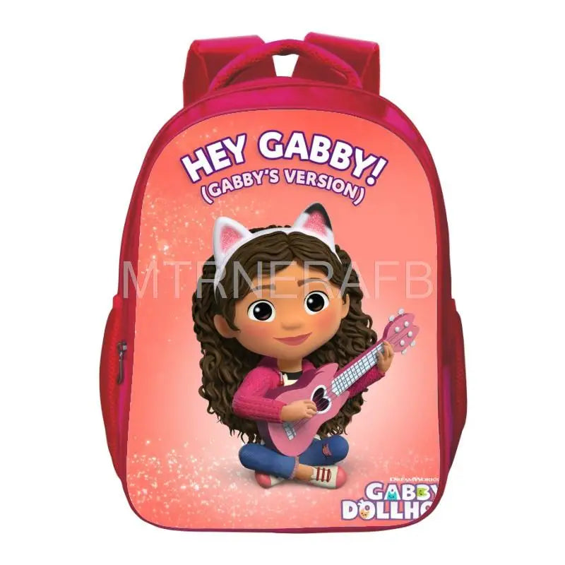 16in Pink Gabby Dollhouse Kindergarten Backpack Boys Girls Cartoon School Bags