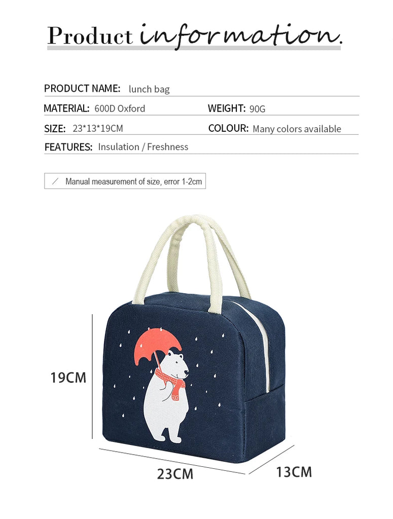 Cartoon Panda Lunch Bag Kids Women Travel Picnic Bags Waterproof Insulation