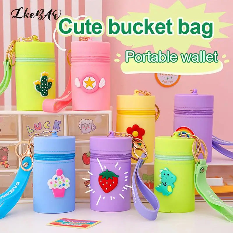 Bucket Bag Portable Coin Purse Storage Bag Women's Bag with Keychain