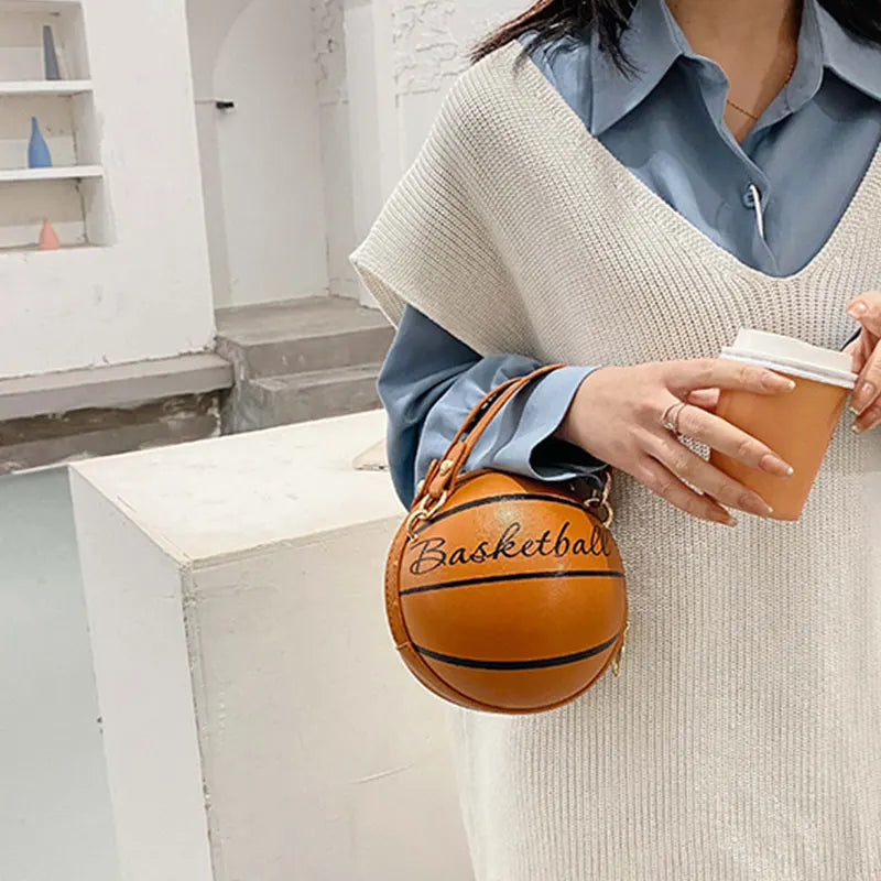 Pink Basketball Bag Crossbody Chain Hand Bag for Women