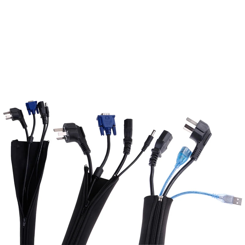 Neoprene Cable Management Sleeve Zipper Wrap Wire Hider Cover Organizer
