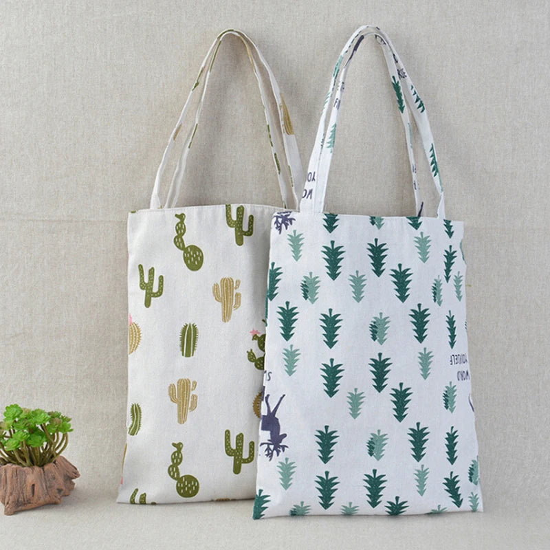 Pine Cactus Linen Bag Tote ECO Shopping Canvas Shoulder Bags