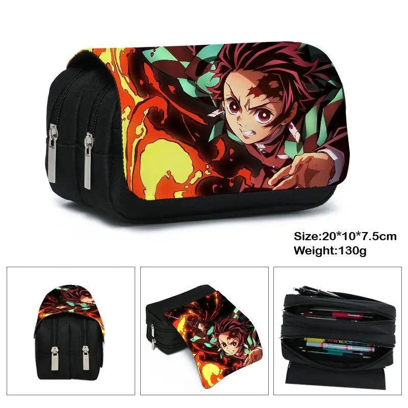 Anime Demon Slayer Kimetsu No Yaiba Pencil Case Zipper Student Stationery Bag