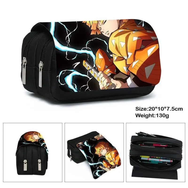 Anime Demon Slayer Kimetsu No Yaiba Pencil Case Zipper Student Stationery Bag